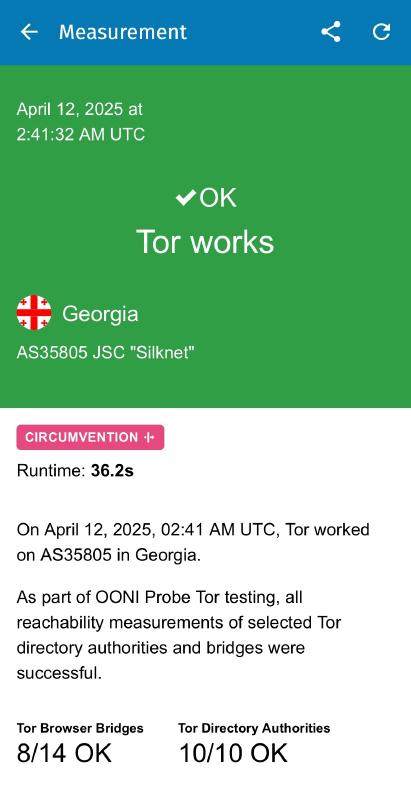 Tor test results